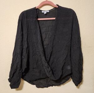Favlux Sheer Wrap Crepe Black Women's Top